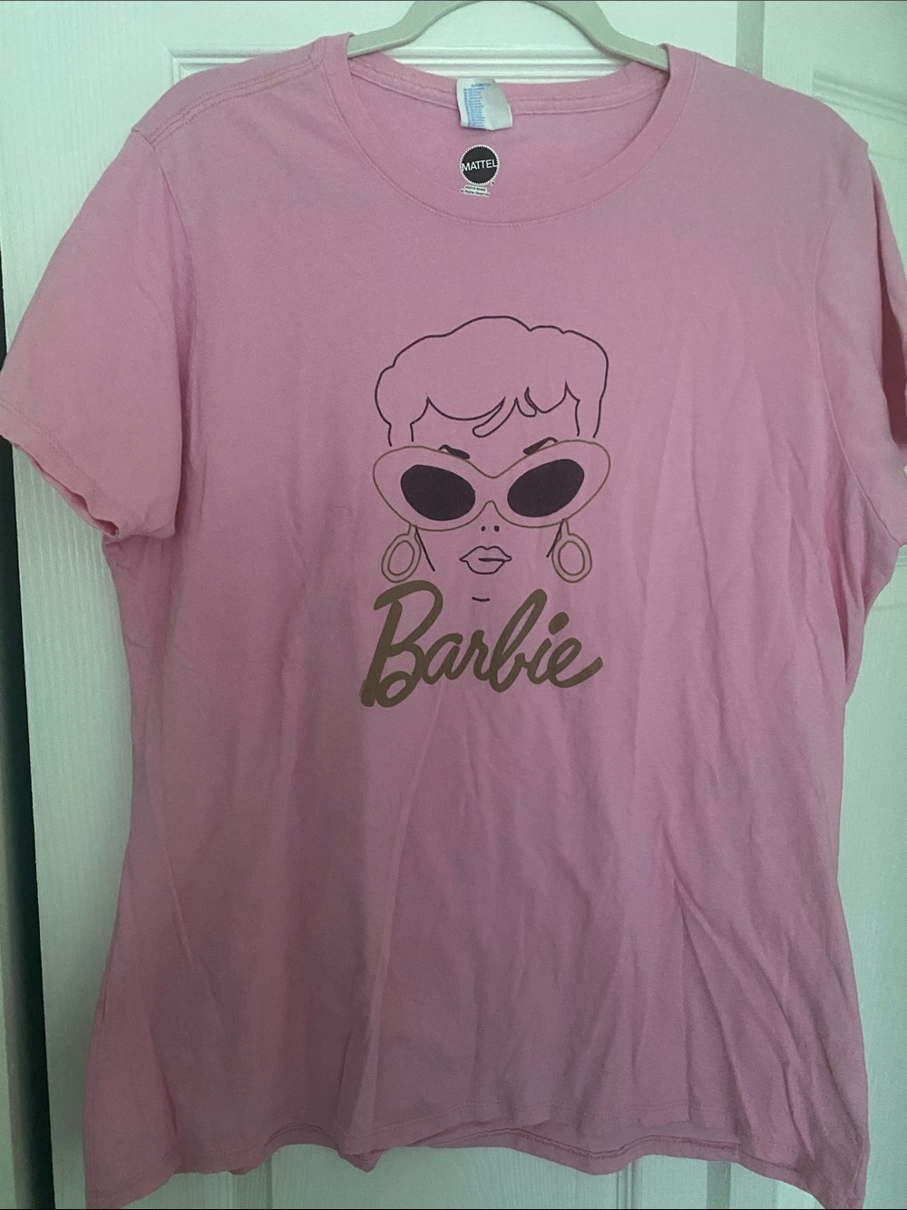 Mattel Barbie Pink Graphic Tee with Gold Logo
